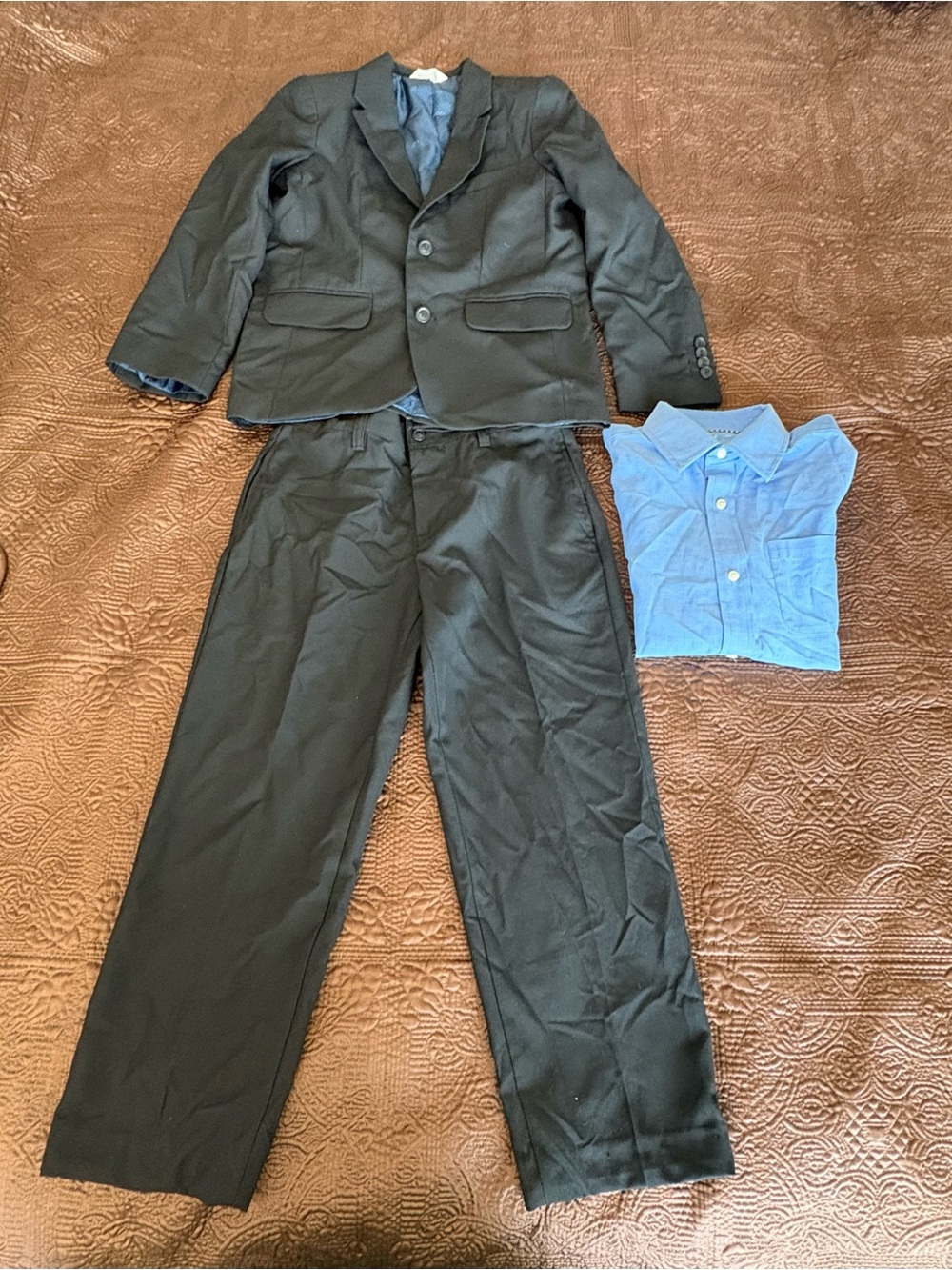 Cat & Jack Black Suit Set with Blue Shirt